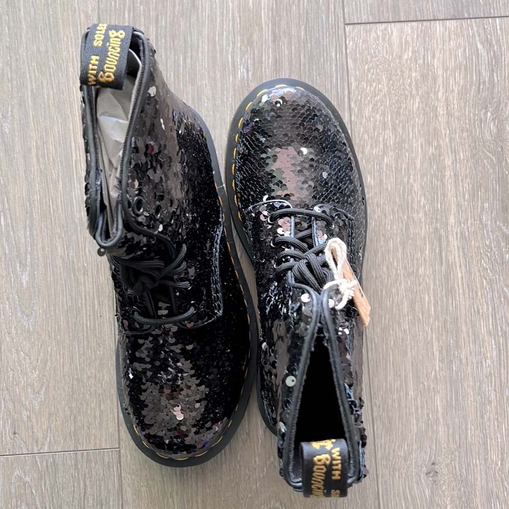 Dr. Martens Black & Silver Shift Sequins